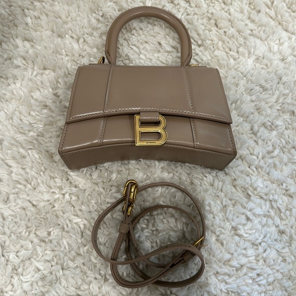 Balenciaga hourglass XS RARE beige taupe smooth leather antique gold hardware - Picture 2 of 10